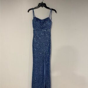 Elegant Blue Sequin Gown